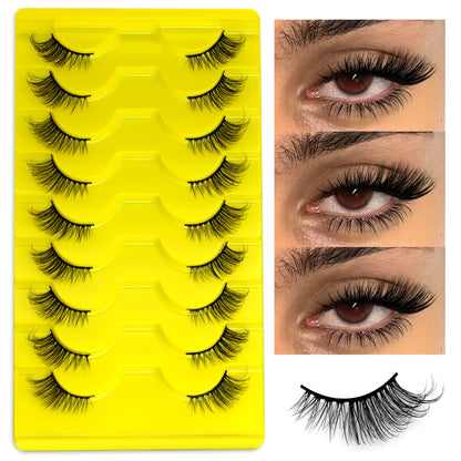 GROINNEYA Half Lashes 5/7/10 Pairs Half Lashes Soft Natural Cat Eye Lashes Makeup Tool Fake Eyelashes Extension Fluffy Faux Cils