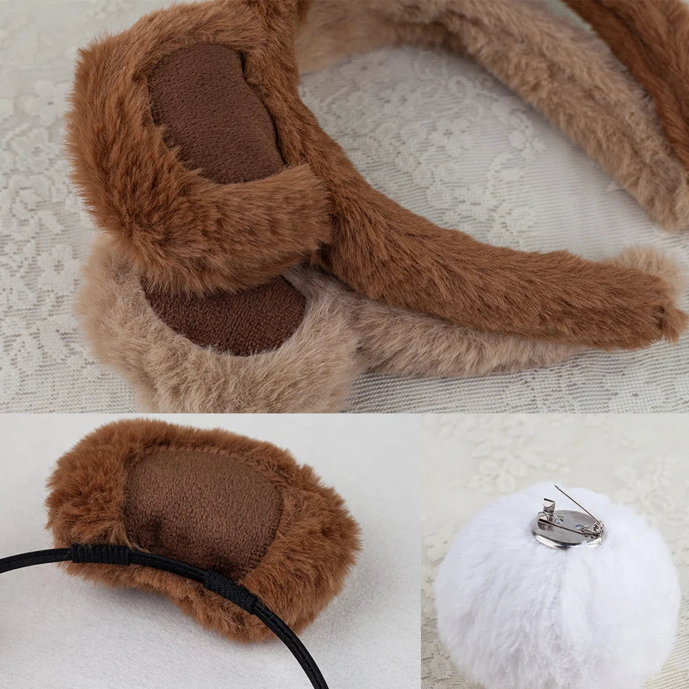 Plush Bear Ear Girl's Headbands Cosplay Makeup Headpiece Brown Animal Ears Hair Hoop DIY Cute Sweet Cartoon Hair Accessories