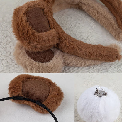 Plush Bear Ear Girl's Headbands Cosplay Makeup Headpiece Brown Animal Ears Hair Hoop DIY Cute Sweet Cartoon Hair Accessories