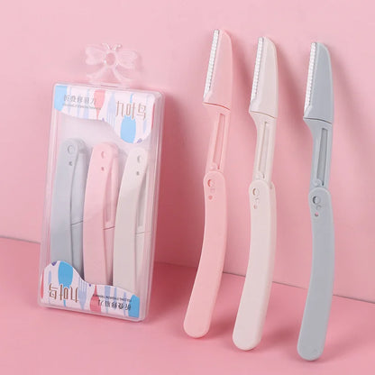 3pcs Fold Eyebrow Trimmer Scissors Hair Remover Eyebrow Comb Razor Eyebrow Clip Makeup Tools Face Razor for Women