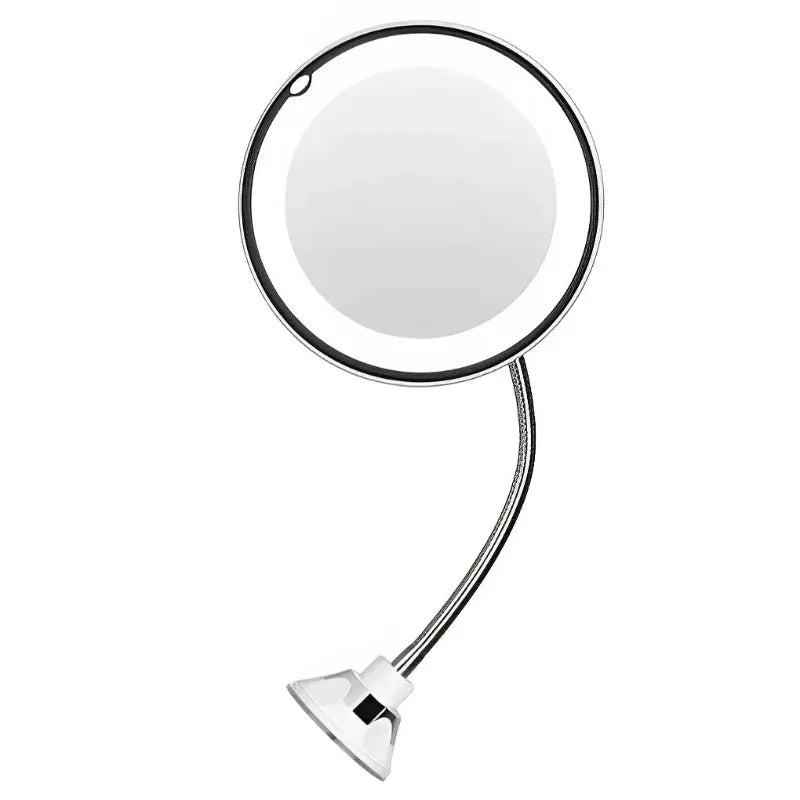 10X Magnifying LED Makeup Mirror with Gooseneck, Suction Cup, 360° Swivel
