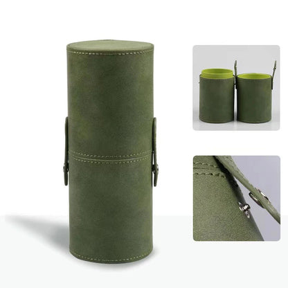 PU Leather Makeup Brush Bucket Portable Travel Cosmetic Bag Multi-Function Dust-Proof Waterproof Makeup Brush Cylinder