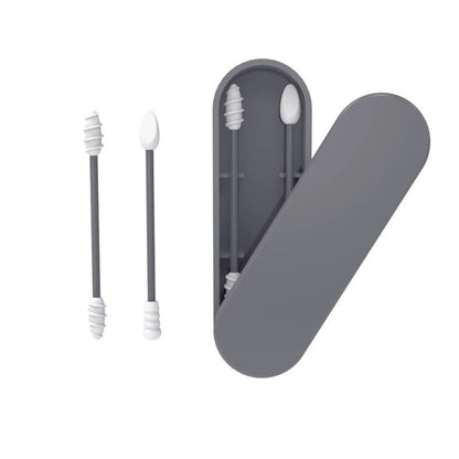 2Pcs Reusable Silicone Ear Swabs with Case Ear Cleaning Cosmetic Silicone Buds Swabs Sticks Double-headed For Cleaning Makeup