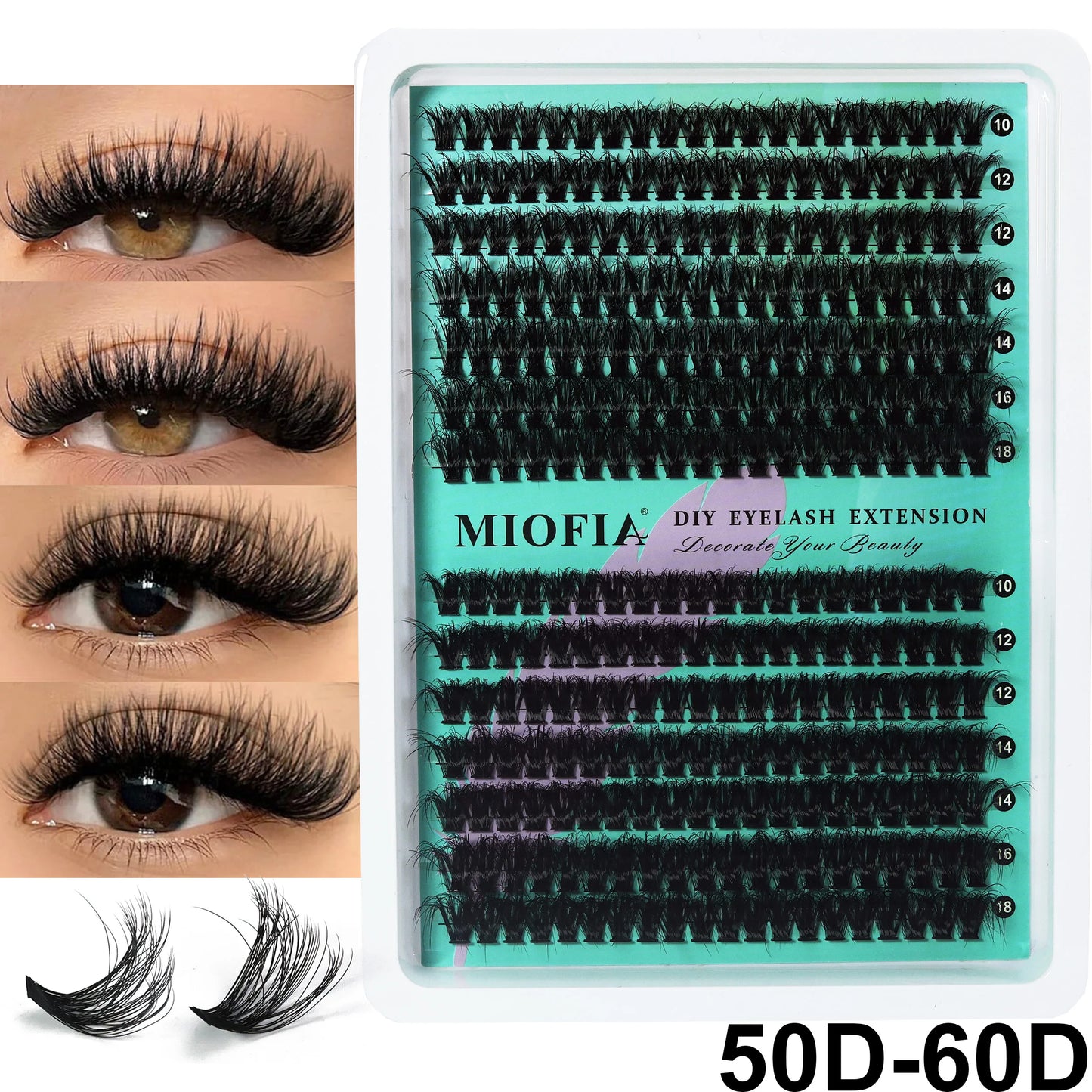 MIOFIA Thick Fluffy Lashes Clusters 150D 100D 80D 50D Natural Lash Clusters 3D Faux Mink Lashes DIY Eyelash Extension Makeup