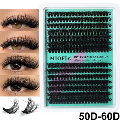 MIOFIA Thick Fluffy Lashes Clusters 150D 100D 80D 50D Natural Lash Clusters 3D Faux Mink Lashes DIY Eyelash Extension Makeup