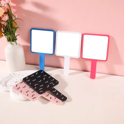 Square Handheld Eyelash Extension Makeup Vanity Mirror  Student Bathroom Handle Hand Mirror SPA Salon Compact Mirrors Portable