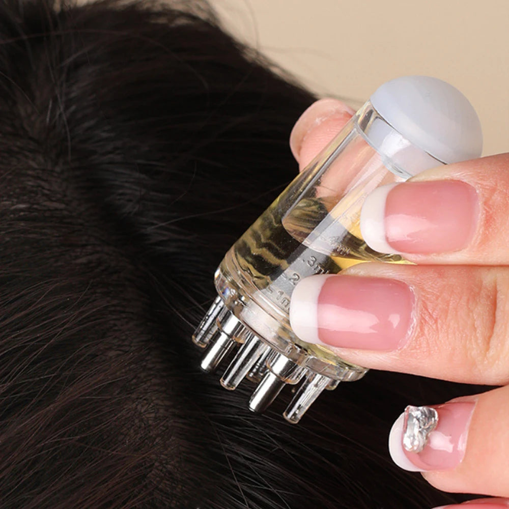 Scalp Applicator Hair Regrowth & Styling Solution Guide Comb Hexagon Head Oil Roller Ball Massage Comb Massage Relaxation Tools