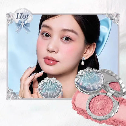Shell Pearl Blush For Flower Knows Relief Matte Silk Satin Embossed Blush Makeup Long Lasting Brighten Blusher Pallet For Gift