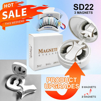 Magnetic Eyelashes Set 1 Pair Reusable No Glue Needed False Eyelashes with Magnetic Tweezers Curly Faux Lashes Makeup Tool