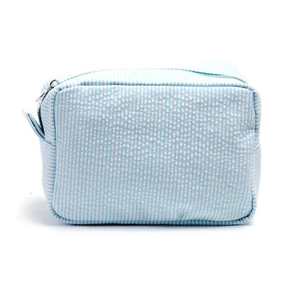 Personalized Seersucker Makeup Bag, Embroidered Name Seersucker Bag, Personalized Wash Bag, Wedding Bridesmaid Gift Makeup Bag