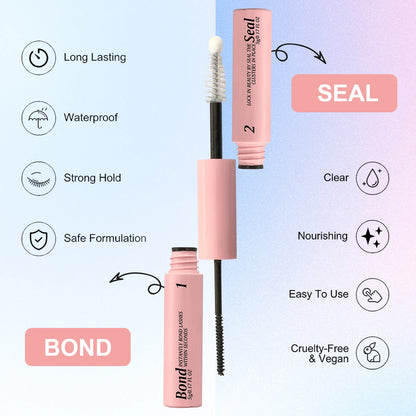 Eyelash Bond and Seal for DIY Lash Clusters Long Lasting Lash Glue Hold 48-72 Hours Waterproof Mascara Wand Makeup