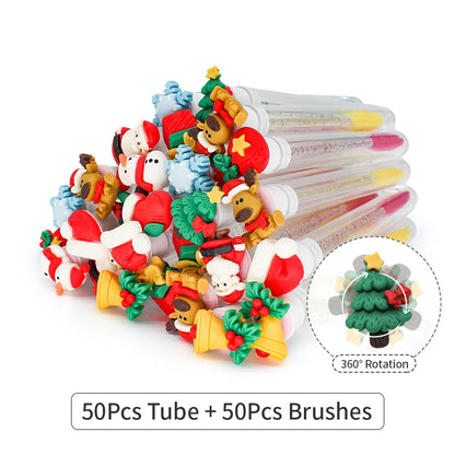 Christmas Eyelash Brush Tubes With Lash Reusable Mascara Wands Replaceable Makeup Applicators Dust-proof Lash Extension Supplies