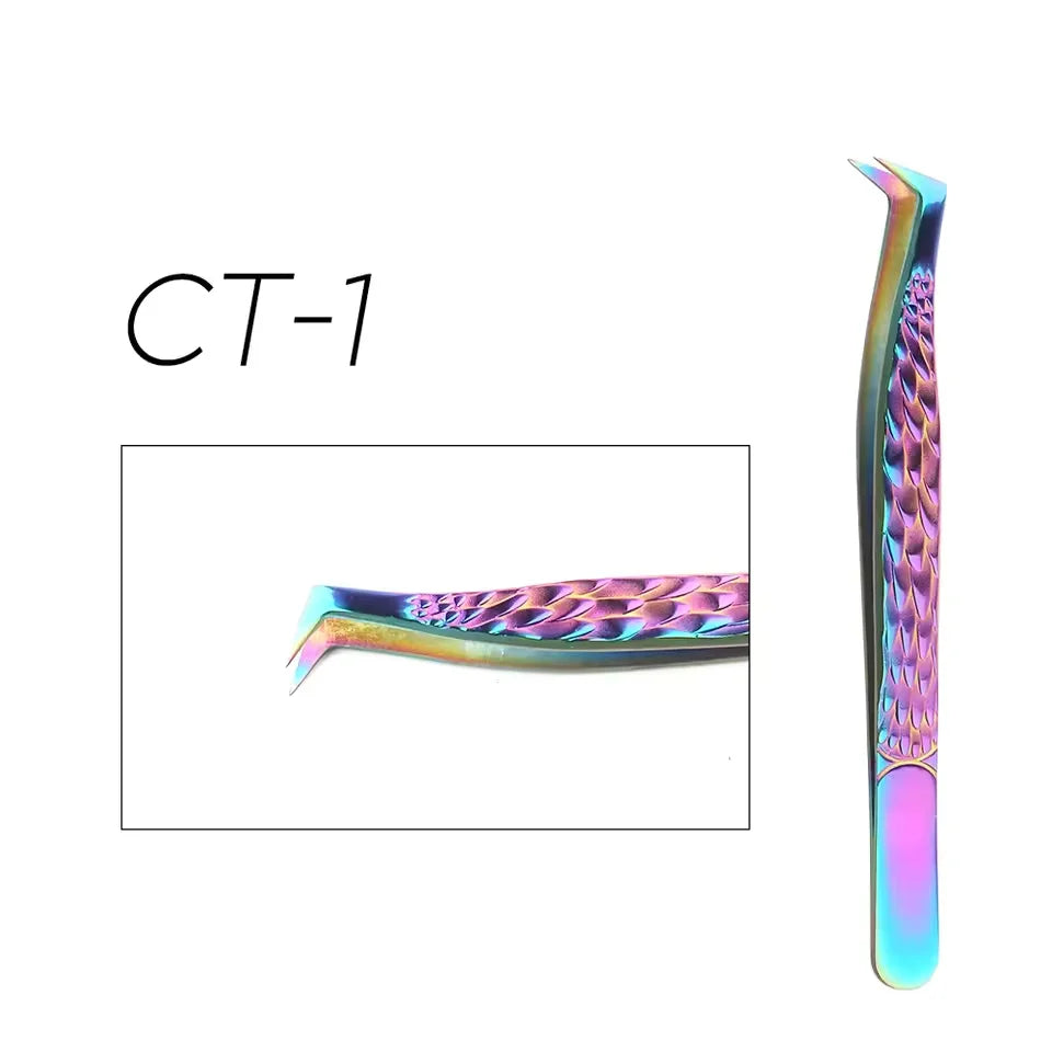 GEMERRY 1 Pcs Pink Gradient Angel Eyelash Tweezers Fiber Tips High Precision Professional Stainless Steel Tool