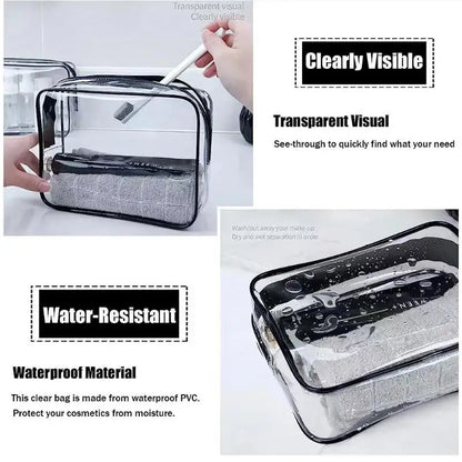 Clear Zippered Makeup Organizer Bag - Transparent Cosmetic Case For Travel & Bathroom Storage 