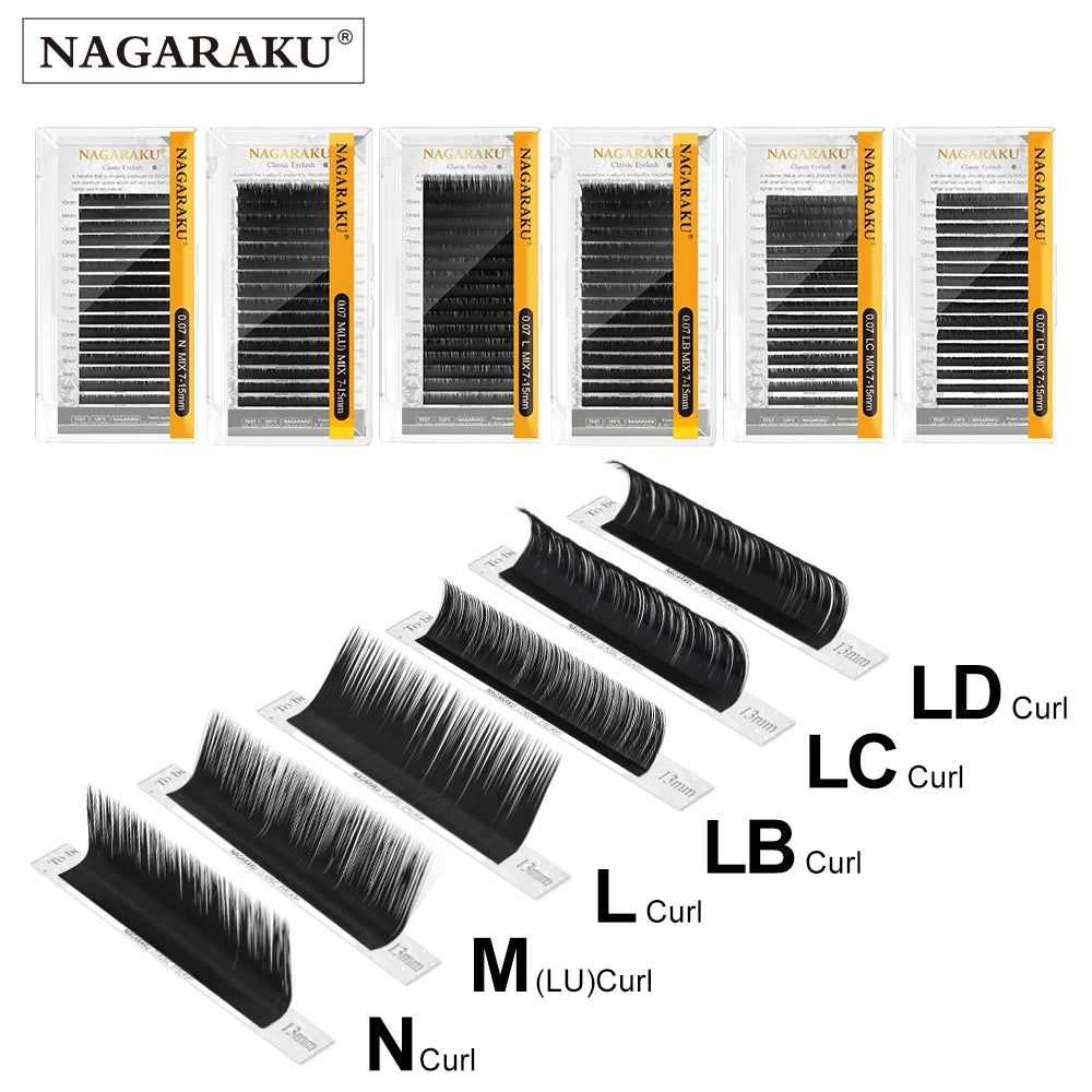 NAGARAKU Eyelash Extensions N M L LB LC LD Curl Mink Eyelash Individual Makeup False Lashes Magnetic Eyelashes