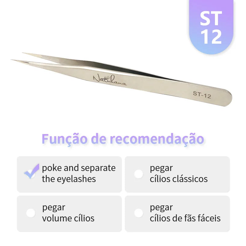 NATUHANA Professional Eyelash Extension Tweezers, High Precision Anti-Static Stainless Steel Lash Tools for Volume & Isolation