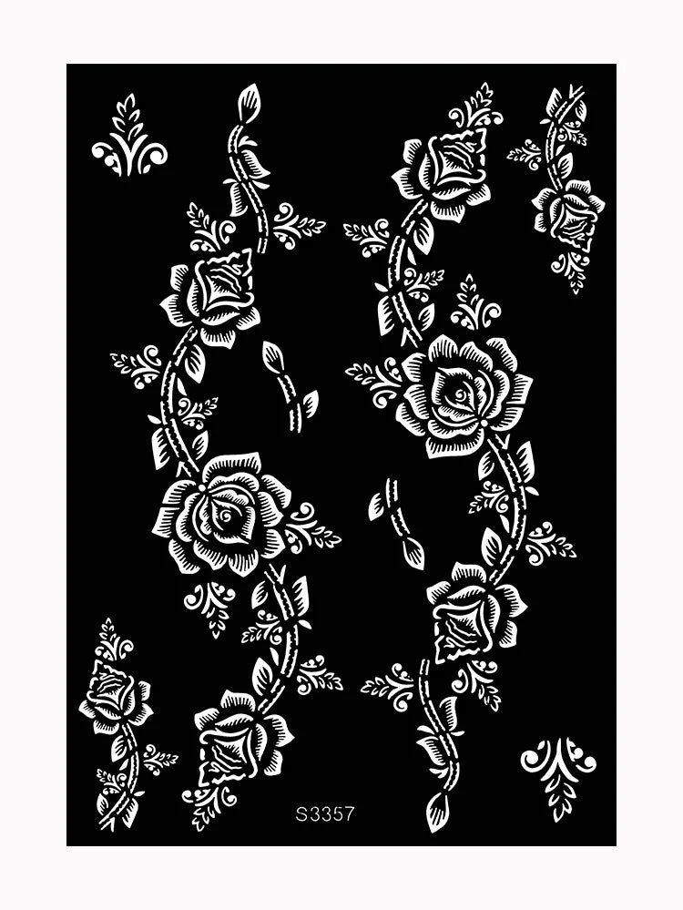 Reusable Henna Stencil for Hand Body Painting Flower Henna Tattoo Template for Women Wedding Festival Body Makeup Tattoo Tools