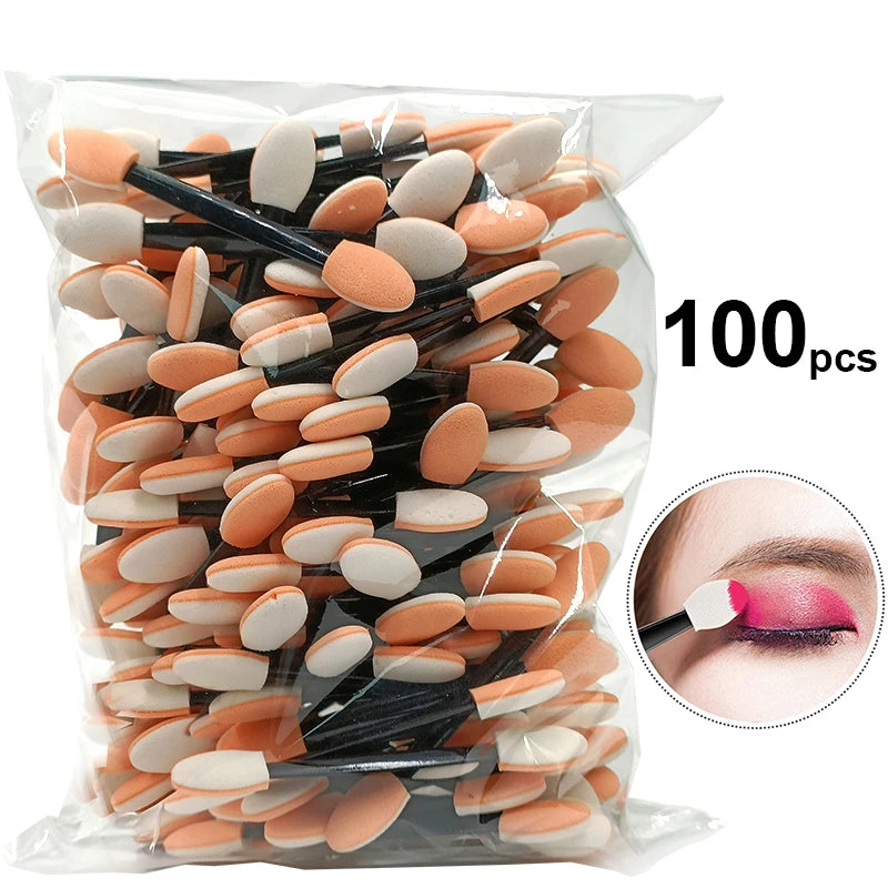 100Pcs/ Bag Small Portable Eyeshadow Applicators In Bulk Double Sponge Eye Shadow Brush Makeup Mini Tools Wholesale