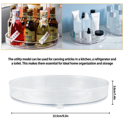 Turntable Organizer Multifunction Clear Rotating Storage Trays Plastic Kitchen Turntable Spice Rack Cosmetic Makeup Organizer
