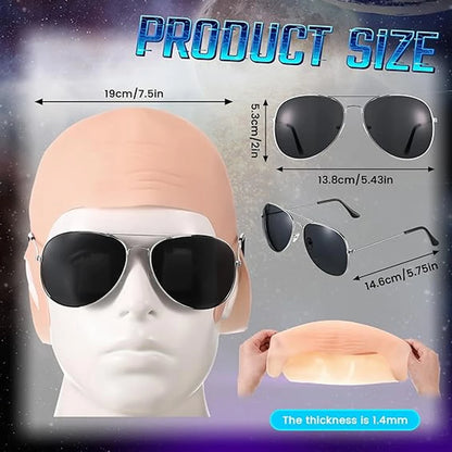 4 Pcs Bald Caps Set Makeup Bald Head Wig Caps Cosplay Costume Accessories for Men Women Party Supplies