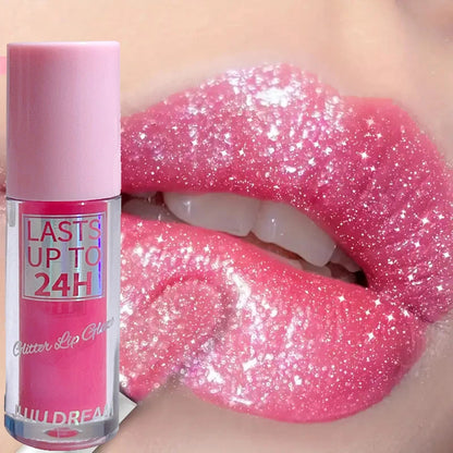 Flowing light Glitter Lip Glaze Long Lasting Lip Gloss Waterproof Liquid Lipstick Makeup Lip Oil Lip Tint Moisturizing