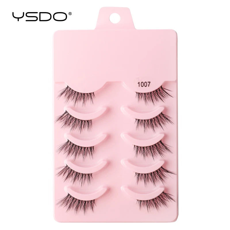 YSDO 5 Pairs Eyelashes Natural Long 3D Mink Lashes Fluffy Volume Mink False Eyelashes Cruelty Free Wispy Lashes Makeup Cilios