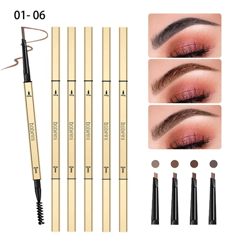 6-color small gold eyeliner pen - double-ended long-lasting eyeliner, waterproof and non-marring eyeliner, brush-style eyeliner