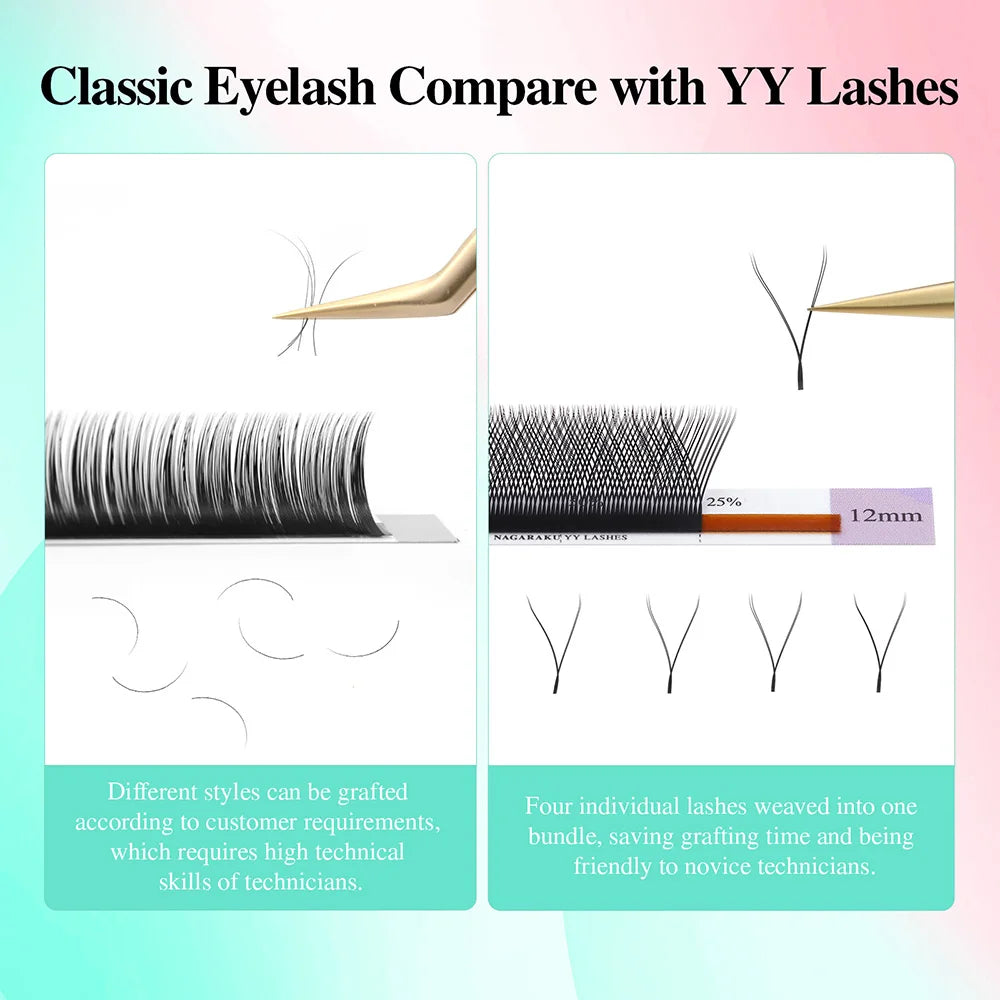NAGARAKU YY Shape Eyelashes Extension Soft Premium False Eyelashes individual Makeup Black Crisscross Beauty