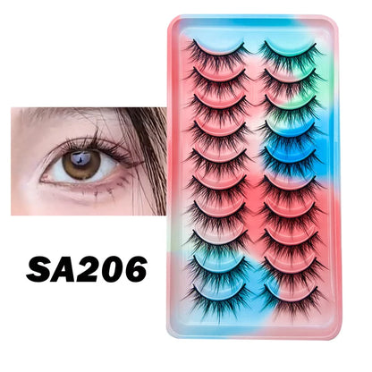 Natural Lashes 5/10 Pairs Eyelashes 3D Mink Lashes Manga Lashes Strip Lashes Band Soft Light False Eyelashes Makeup