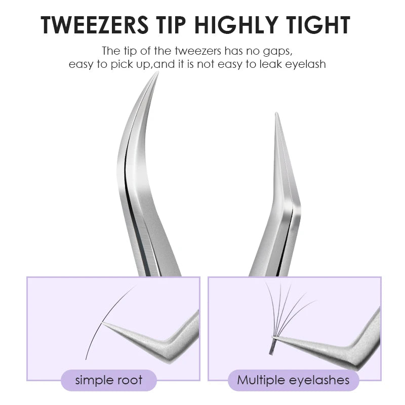 NATUHANA Professional Eyelash Extension Tweezers, High Precision Anti-Static Stainless Steel Lash Tools for Volume & Isolation