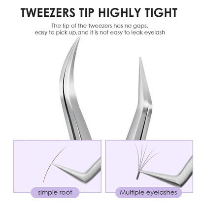 NATUHANA Professional Eyelash Extension Tweezers, High Precision Anti-Static Stainless Steel Lash Tools for Volume & Isolation