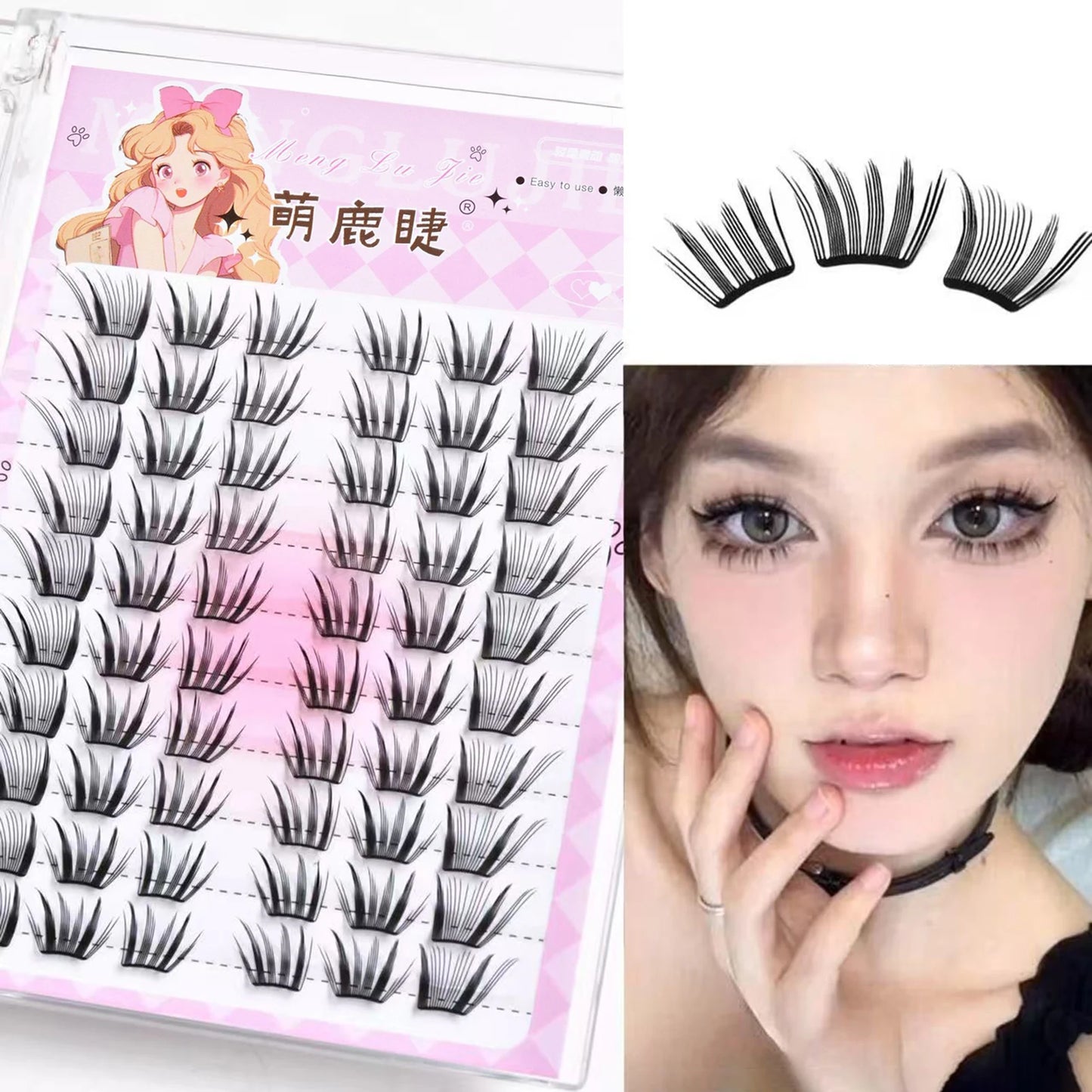 10rows Foxes Style Anime False Eyelashes Natural Curling 8-13mm Spiky Cluster Segmented Eyelash Extensions For Beauty Eye Makeup