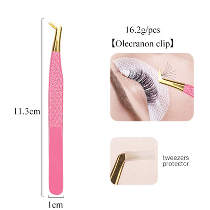 1Pc Eyelash Tweezers Stainless Steel Anti-static Non-magnetic Professional Pincet 3D Lashes Extension Tweezer Makeup Tools