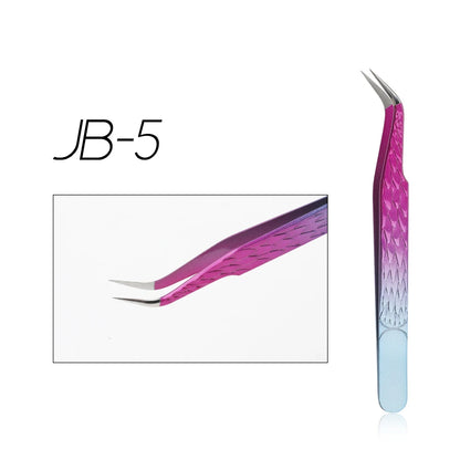 GEMERRY Tweezers for Eyelash Extension Colorful Stainless Steel Superhard Fiber Tips High Precision Anti-Static Makeup Tool