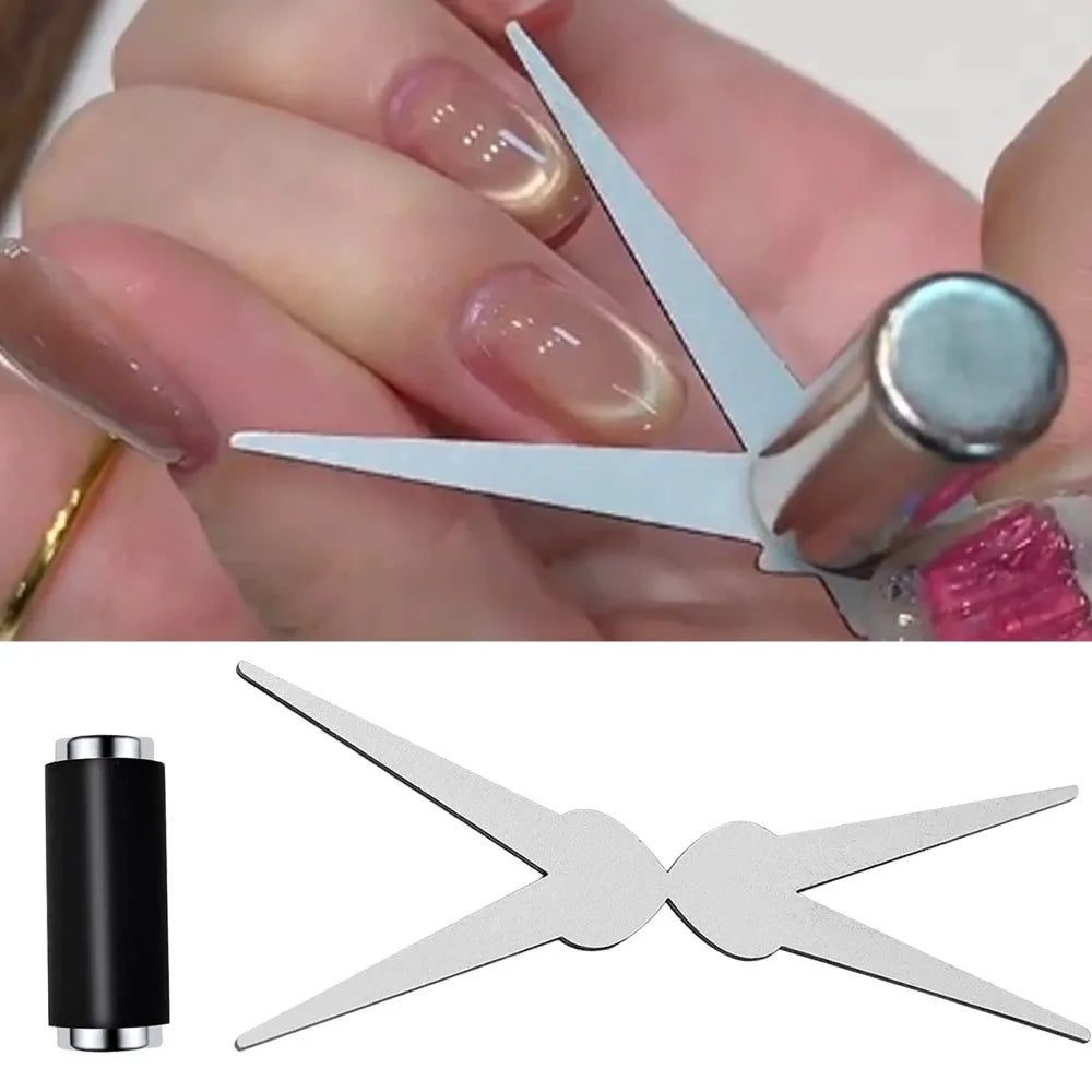 3D Double Headed Nails French Shape Strong Cat Eye Magnet Nail Art Gel Polish Magnetic Effect Manicure Accessories Tools Set