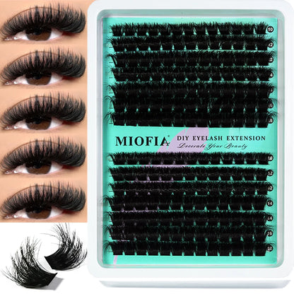 MIOFIA Thick Fluffy Lashes Clusters 150D 100D 80D 50D Natural Lash Clusters 3D Faux Mink Lashes DIY Eyelash Extension Makeup