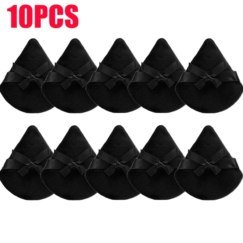 20pcs Makeup Puffs Short Fluff Bow Triangle Powder Puff Lightweight Crystal Velvet Face Eye Contouring Shadow Seal Cosmetic Puff