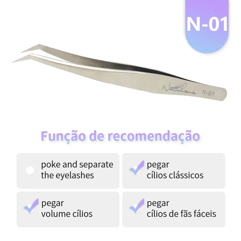 NATUHANA Professional Eyelash Extension Tweezers, High Precision Anti-Static Stainless Steel Lash Tools for Volume & Isolation