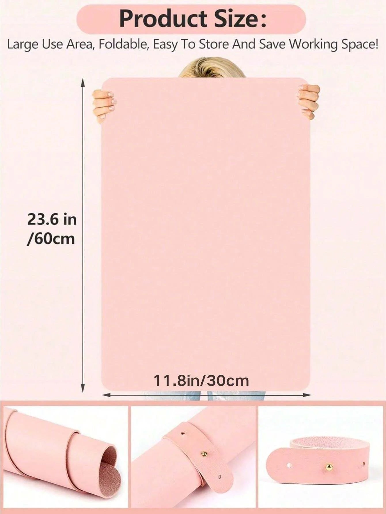 1/2pcs Pink Nail Art Table Mat Portable Foldable Nail Art Armrest Mat Microfiber Leather Soft Nail Art Mat for Nail Art Salon