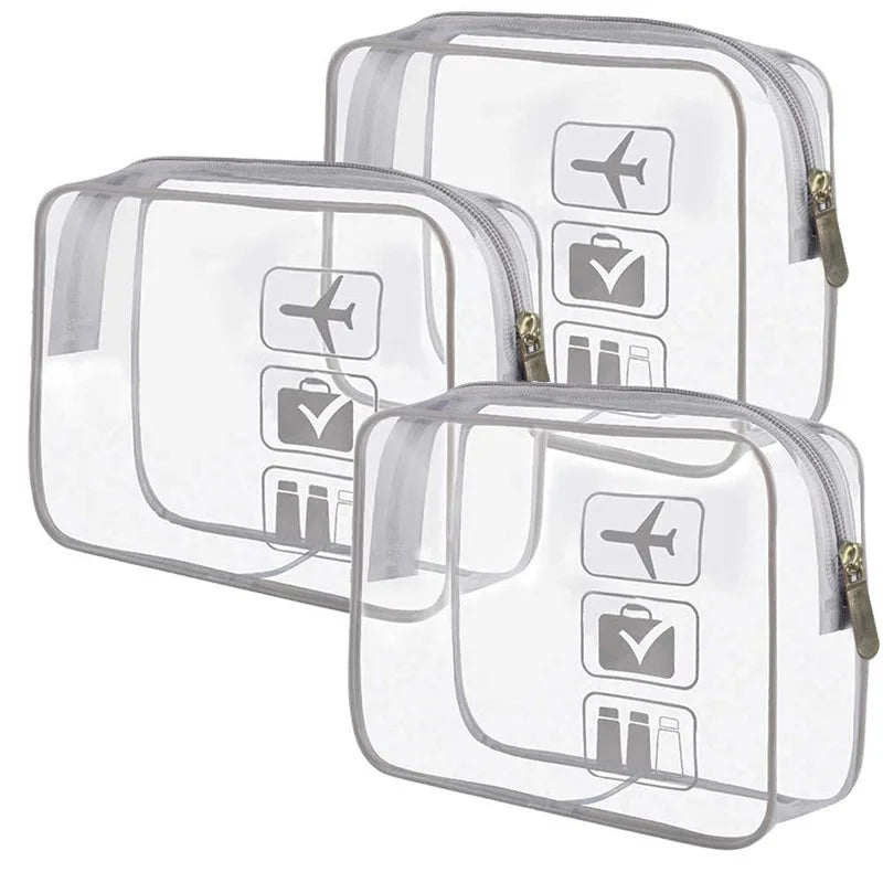 Clear Zippered Makeup Organizer Bag - Transparent Cosmetic Case For Travel & Bathroom Storage 