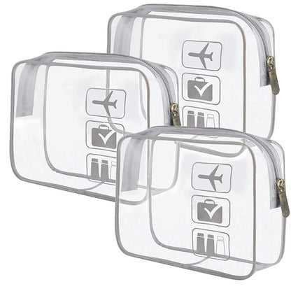 Clear Zippered Makeup Organizer Bag - Transparent Cosmetic Case For Travel & Bathroom Storage 