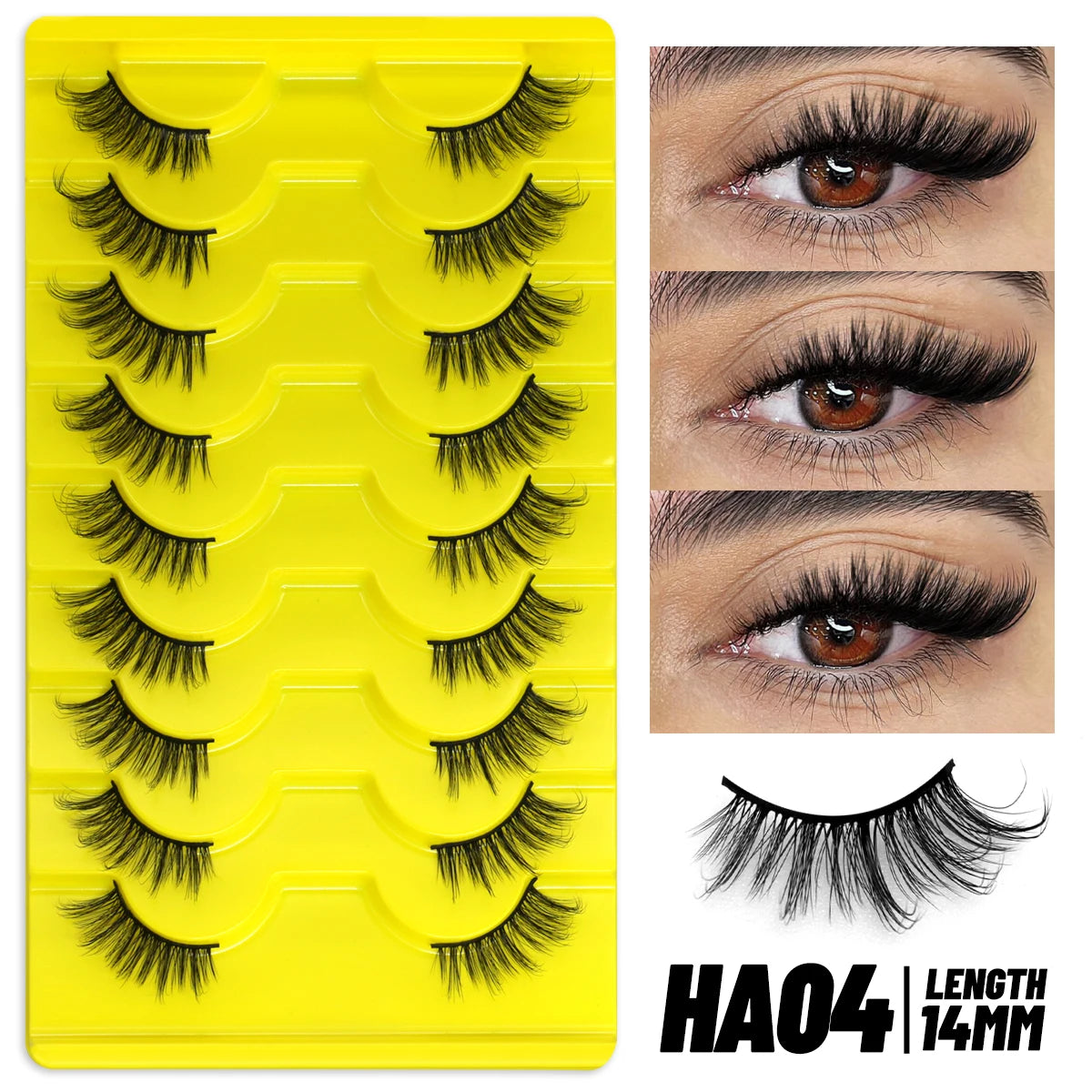 GROINNEYA Half Lashes 5/7/10 Pairs Half Lashes Soft Natural Cat Eye Lashes Makeup Tool Fake Eyelashes Extension Fluffy Faux Cils