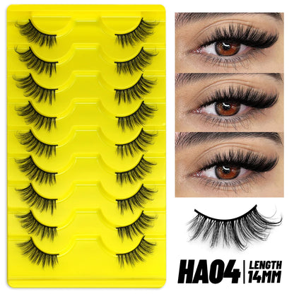 GROINNEYA Half Lashes 5/7/10 Pairs Half Lashes Soft Natural Cat Eye Lashes Makeup Tool Fake Eyelashes Extension Fluffy Faux Cils