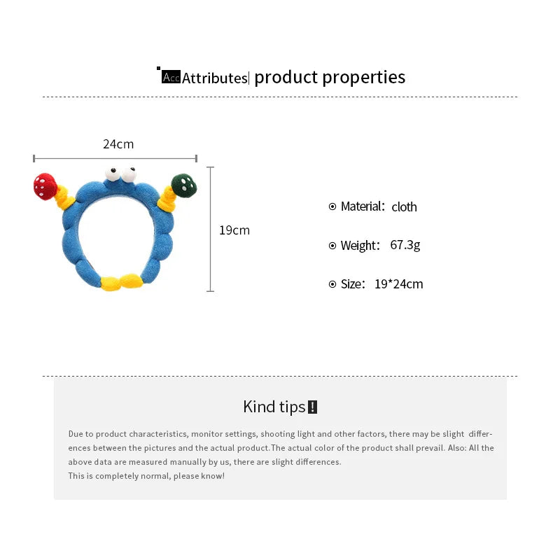 Fabric Cartoon Funny Headband for Women Fun Cute Unique Temperament Headband Personality Versatile Fashion Hair Accessories X