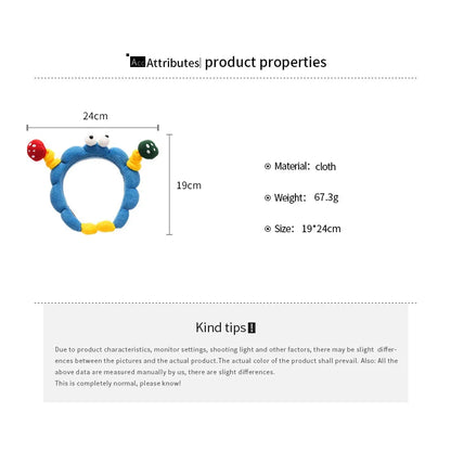Fabric Cartoon Funny Headband for Women Fun Cute Unique Temperament Headband Personality Versatile Fashion Hair Accessories X