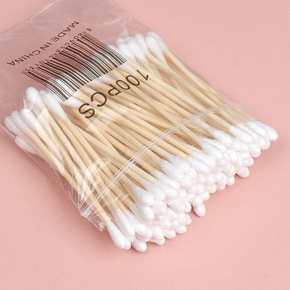 500/1000pcs Double-Headed Wood Cotton Swabs for Nose & Ear Cleaning Women's Makeup Tools Lipstick Remover Cotton Tip Sticks