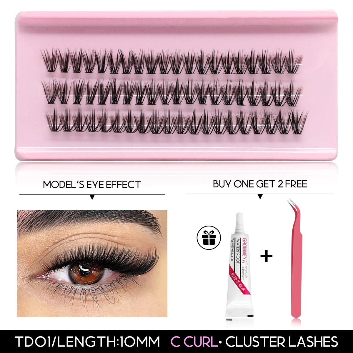 GROINNEYA DIY Lash Extension Kit Natural Volume Includes Eyelash Tweezers Bonding Glue For Salon-Quality Results at Home Makeup