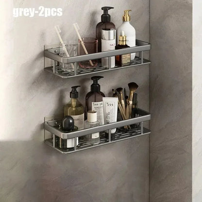 1/2/3pcs Aluminum Alloy No Drill Wall Bathroom Shelf Shampoo Rack Makeup Storage Organizer Shower Shelf Bathroom Accessories