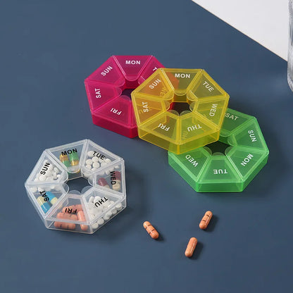 Portable Pill Box 7 Day 7 Compartments Food Grade PP Plastic Medicine Organizer Travel Pill Case