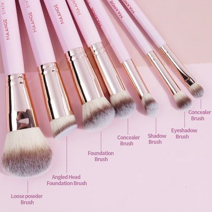 MAANGE 7PCS Makeup Brush Set Foundation Concealer Eyeshadow Makeup Brush for Liquid Cream Soft Dense Cosmetic Makeup Beauty Tool